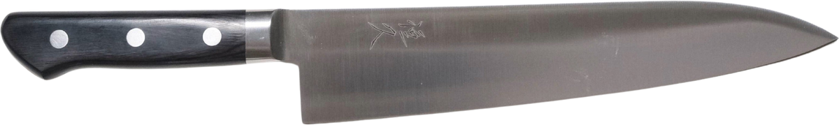 Tsunehisa AUS-8 Gyuto - 240mm bıçak anatomisi: ağız, sırt, sap ve tang bölümleri