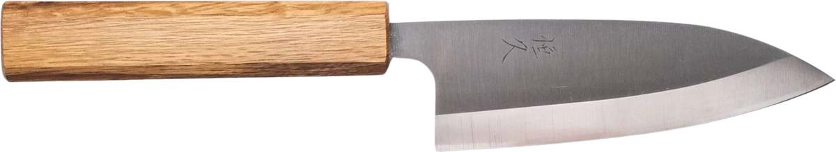 Tsunehisa AUS-8 Ko-Deba - 120mm bıçak anatomisi: ağız, sırt, sap ve tang bölümleri