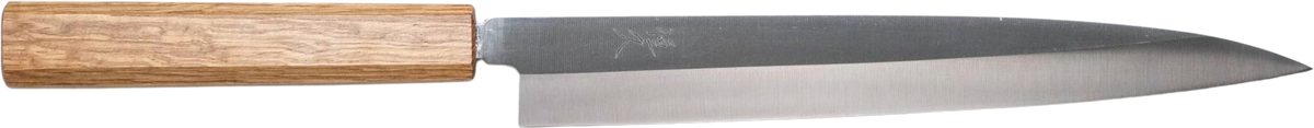 Tsunehisa AUS-8 Yanagiba - 240mm bıçak anatomisi: ağız, sırt, sap ve tang bölümleri