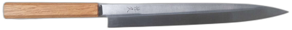 Tsunehisa AUS-8 Yanagiba - 270mm bıçak anatomisi: ağız, sırt, sap ve tang bölümleri