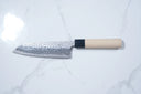 Tsunehisa Ginsan Santoku - Tsuchime Damascus 165mm (Siyah Bilezik) — görsel 7