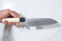 Tsunehisa Ginsan Santoku - Tsuchime Damascus 165mm (Siyah Bilezik) — görsel 4