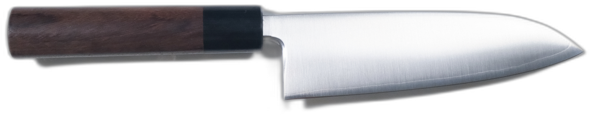 Tsunehisa SRS13 Santoku - Migaki 165mm bıçak anatomisi: ağız, sırt, sap ve tang bölümleri