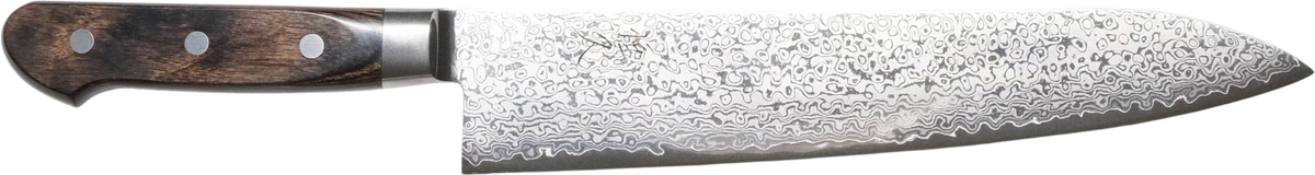 Tsunehisa VG-10 Gyuto - Damascus 240mm bıçak anatomisi: ağız, sırt, sap ve tang bölümleri