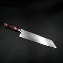 Tsunehisa VG-10 Kiritsuke Damascus çelik deseni ve kırmızı saplı bıçağın açılı görünümü — görsel 5