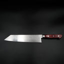 Tsunehisa VG-10 Kiritsuke Damascus 210mm bıçağın kırmızı sap ile tam boy görünümü — görsel 6