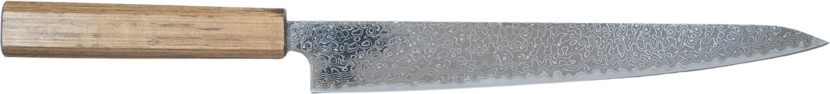 Tsunehisa VG-10 Sujihiki - Damascus 240mm bıçak anatomisi: ağız, sırt, sap ve tang bölümleri