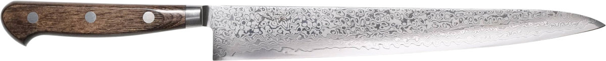 Tsunehisa VG-10 Sujihiki - Damascus 240mm bıçak anatomisi: ağız, sırt, sap ve tang bölümleri
