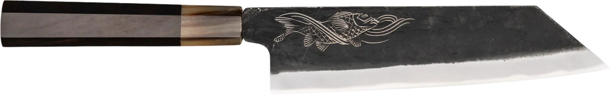 Yoshida Hamono SUJ-2  Bunka - Kurouchi 190mm bıçak anatomisi: ağız, sırt, sap ve tang bölümleri