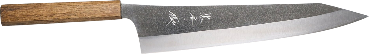 Yu Kurosaki Gekko VG XEOS Gyuto - Nashiji 270mm bıçak anatomisi: ağız, sırt, sap ve tang bölümleri