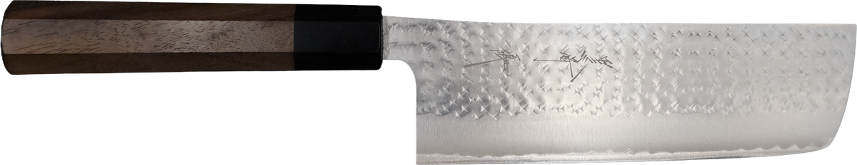 Yu Kurosaki Aogami Super Nakiri 165mm - Tsuchime (Kokusen) bıçak anatomisi: ağız, sırt, sap ve tang bölümleri